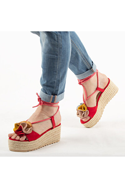 mm Women's platform Sandals with laces D8524-RED