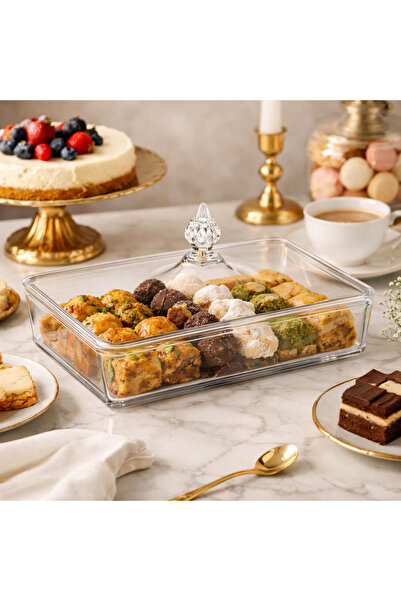 Dania ✨ Clear Acrylic serving tray with a luxurious lid – 34×23×7 cm | Elegan...