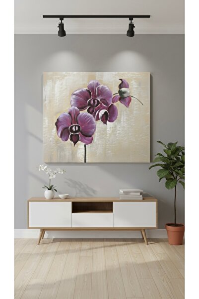 PINALE ART Mor Orkideler Tamamen El Yapımı Duvar Dekorasyon Yağlıboya Tablo 5...