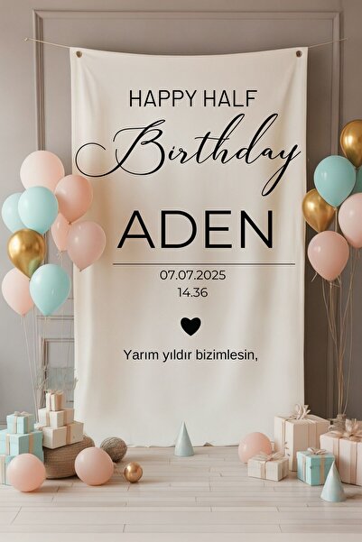 Puppetzzz Halft Birthday Doğum günü Partisi Duvar Süsü - Yarım Yaş Temalı Kiş...