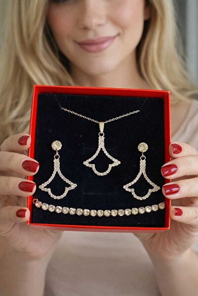 Jewelliss مجموعة هدايا مجوهرات نسائية من قلادة وأقراط وسوار، مجموعة مجوهرات ف...