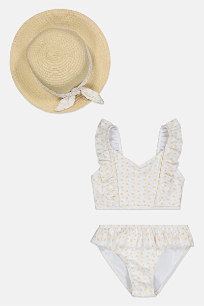 L&J Swim Club Toddlers Girl 3 Pieces Graphic Print Swim Top And Bottom Set Wi...