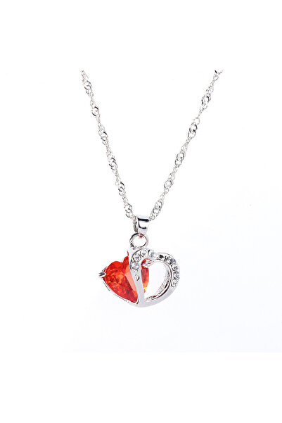 EFAYN.RO Women's necklace chain, heart pendant with crystals, rhinestones, si...