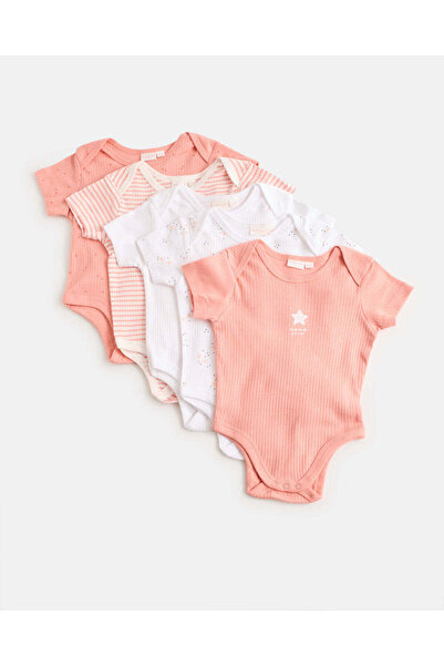 REDTAG طقم ملابس داخلية للأطفال باللونين الأبيض والوردي (عبوة من 5 قطع)