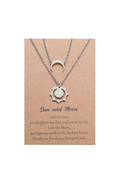 EFAYN.RO Couple chain set, sun and moon pendant, adjustable, unisex, silver, ...