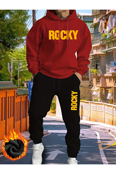 Rayan & Hoor Style Rocky Printed Hooded Sweat Suit - Hooded Sweatshirt Top an...