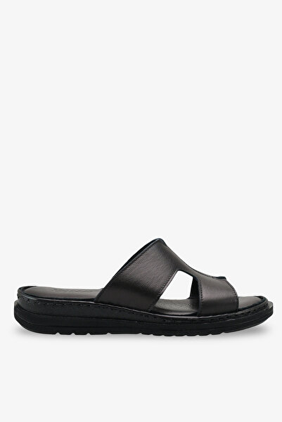 İNNABUTİKK Vesna Women's Genuine Leather Slippers - Black