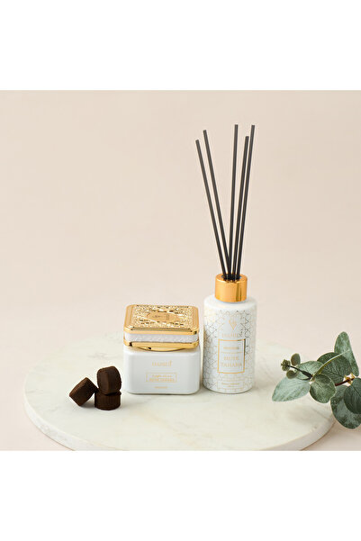 Hamidi طقم هدايا مكون من قطعتين من عطر المسك الطبيعي تاهارا مع موزع روائح القصب