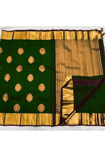MYSMAR Green Silk Saree - MAF3024 | Green