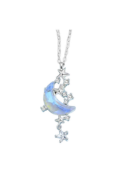 EFAYN.RO Lant dama, pandantiv cu luna si stele, model elegant delicat, argint...