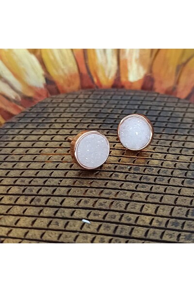 Ezera Rose Gold Druzy Stud Earrings Hanita