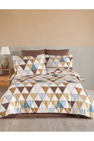 NazeninHome Satin 100% Cotton Double Duvet Cover Set with Elastic Sheets |   ...