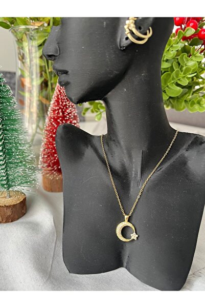 Takıöz Aksesuar Çelik ay yıldız kolye