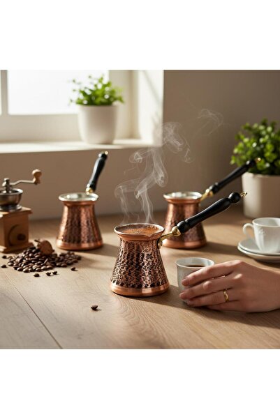 Yardımcı Bakır Since 1997 وعاء قهوة كلاسيكي من النحاس معالج بالتفجير بالرمل، ...