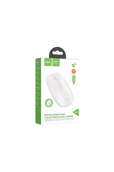 Hoco Mouse Dual, BT 5.0/ Wireless 2.4G, 1.600 DPI, Buton 4D, Art, Alb