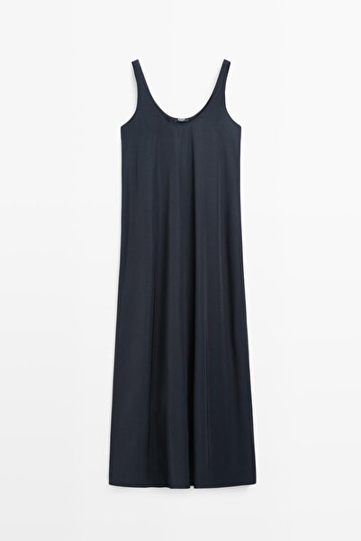 Massimo Dutti Askılı dökümlü kloş elbise