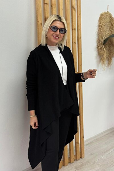 By Esra Celkan Black Verev Cut Steel Knitted Cardigan