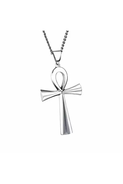 EFAYN.RO Lant cu pandantiv cruce, model egiptean, ANKH, argintiu, unisex, EFAYN