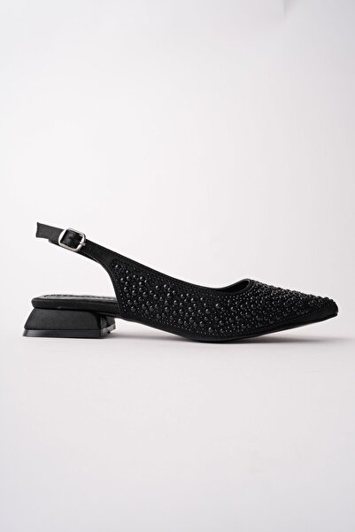 MUGGO Syros Pearl Stone Embellished Pointed Toe Open Back Women's Heeled Shoes