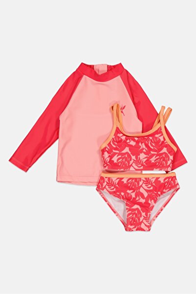 L&J Swim Club Toddlers Girl 3 Pieces Brand Logo Swimwear Set, Multicolor