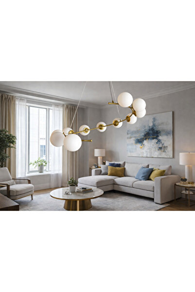 TREND KAFKAS Modern açık halka statik Gold 11 Camlı Sarkıt Avize – Şık ve Zar...