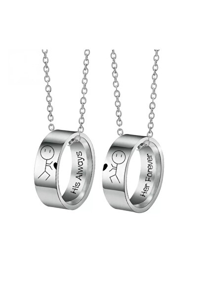 EFAYN.RO Couple chain set with pendants and rings with little men in love, de...