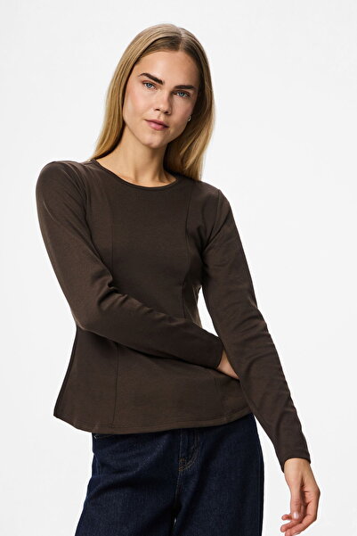 PIECES Bluză de damă cu umerii goi, tip peplum, croială slim fit