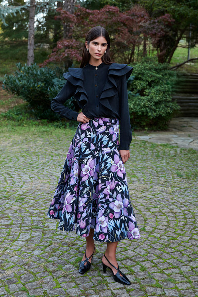 Dahlia Bianca Rida Çiçek Desenli Midi Etek