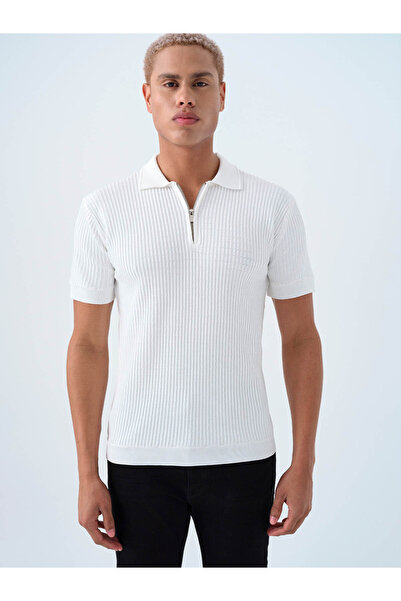 Loft Tricou alb pentru bărbați, croială normală Lf2039305