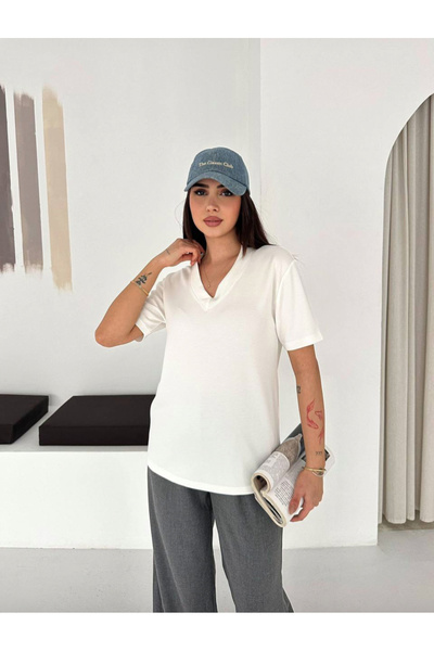 jöns since 1997 Women's V-Neck Modal Solid Color Basic T-Shirt