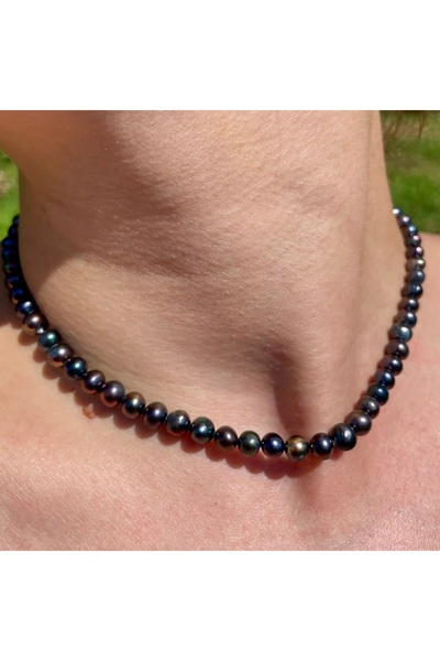 Doğaltaş Black Pearl Necklace