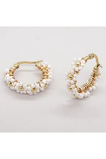 Ezera Let the feminine energy flow, white round boho earrings made of Miyuki ...