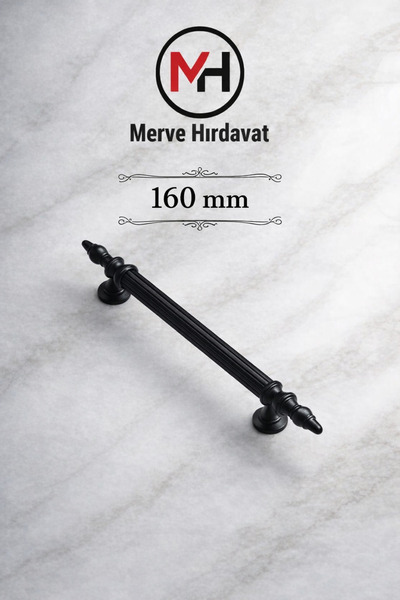 merveuras 160 Mm Siyah Şık Plastik Mobilya Çekmece Dolap Kulp