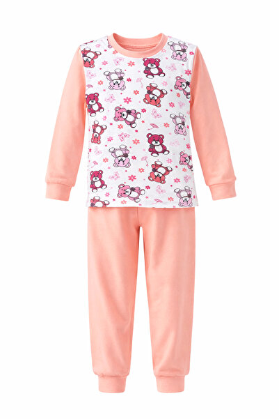 REMSA Girl's Cotton Patterned Pajama Set 6068-07 Salmon