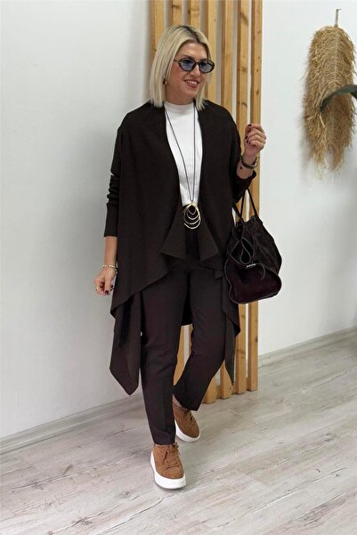 By Esra Celkan Brown Verev Cut Steel Knitted Cardigan