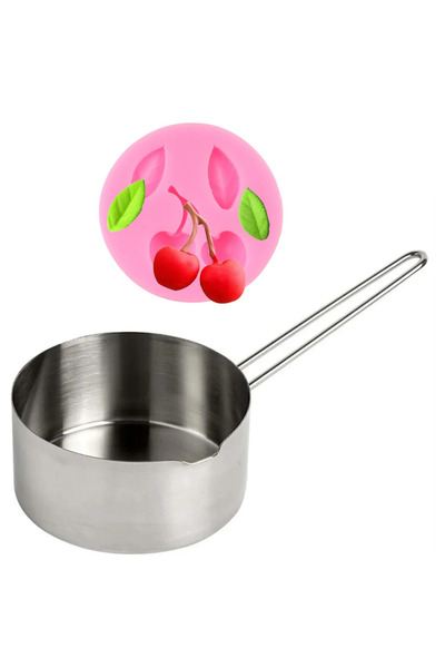 adin tasarım مجموعة صنع شموع الكرز، 2 حاوية لصهر الشمع سعة 1000 مل وقالب سيلي...