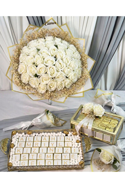 Cyz Home 41’li Kızİsteme Çiçeği ve 150 Adet Söz Çikolatası, Nişan Çikolatası,...