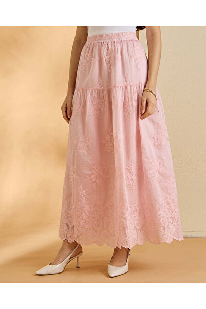 REDTAG Women Pink Elasticated Embroided Skirt
