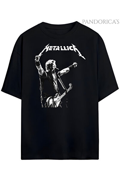 Grafftee Clothing تي شيرت قطني مطبوع بتصميم ميتاليكا من Pandorica للجنسين