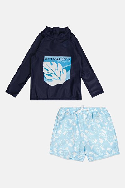 L&J Swim Club Toddlers Boy 2 Pieces Graphic Print Top And Shorts Swim Set, Mu...