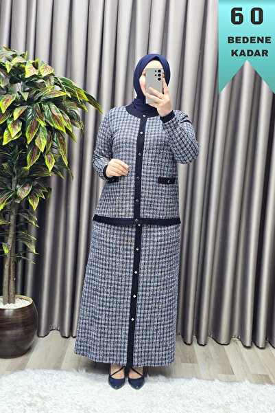 Elmas Tesettür Women's Clothing Plus Size Ribbed Sleeves Jacket Skirt Tweed T...