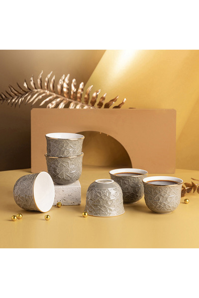 Otantik Crown 6-Piece Porcelain Kahwa Cup Set