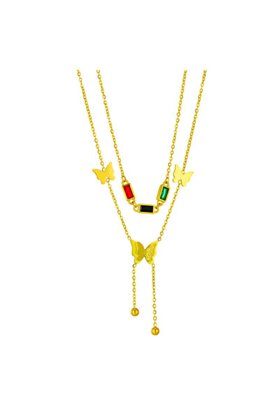 EFAYN.RO Lant dama, model cu cristale si pandantive fluturi, prelungire elega...