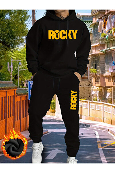 Rayan & Hoor Style Rocky Printed Hooded Sweat Suit - Hooded Sweatshirt Top an...