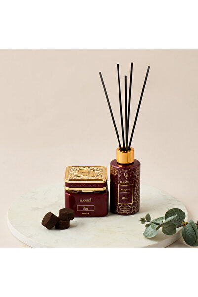 Hamidi طقم هدايا مكون من قطعتين من عطر العود الطبيعي وموزع العطور بالقصب