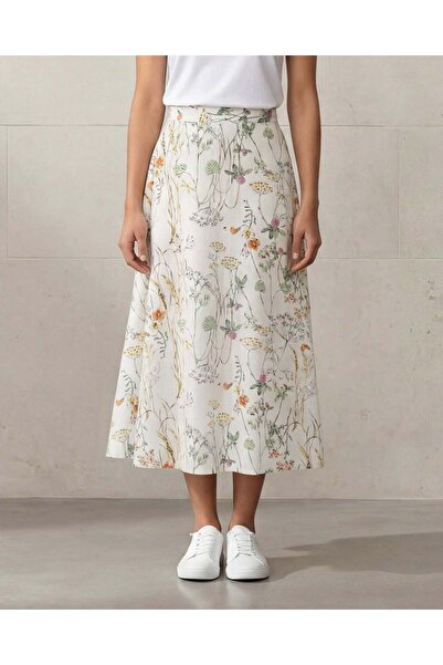 REDTAG Women White Printed Straight Maxi Skirt