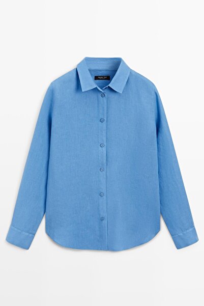 Massimo Dutti Dökümlü %100 keten gömlek