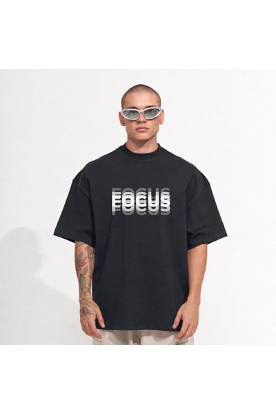 Rivox Unisex Black Oversize T-Shirt Cotton Fabric Focus Printed
