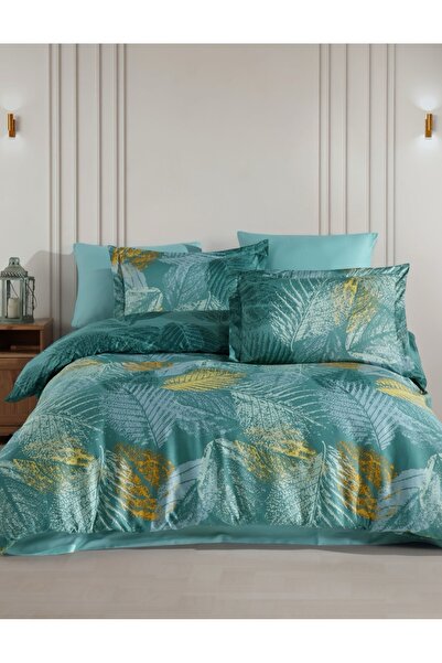 NazeninHome Satin 100% Cotton Double Duvet Cover Set with Elastic Sheets |   ...