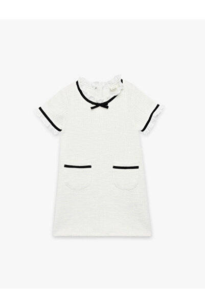 Koton Kısa Kollu Bisiklet Yaka A Kesim Cepli Fiyonklu Elbise